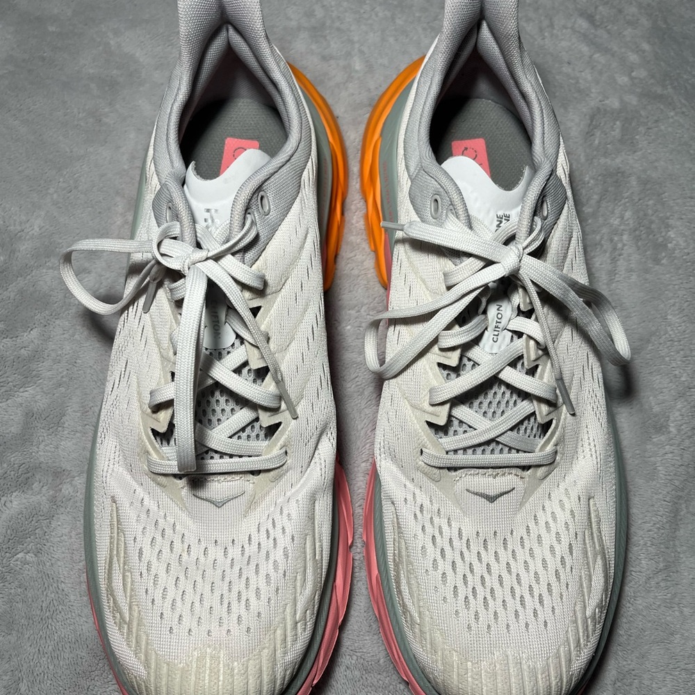 Hoka One One Mens Clifton Edge 1110510 NCLR White Running Shoes Sz 11.5 US